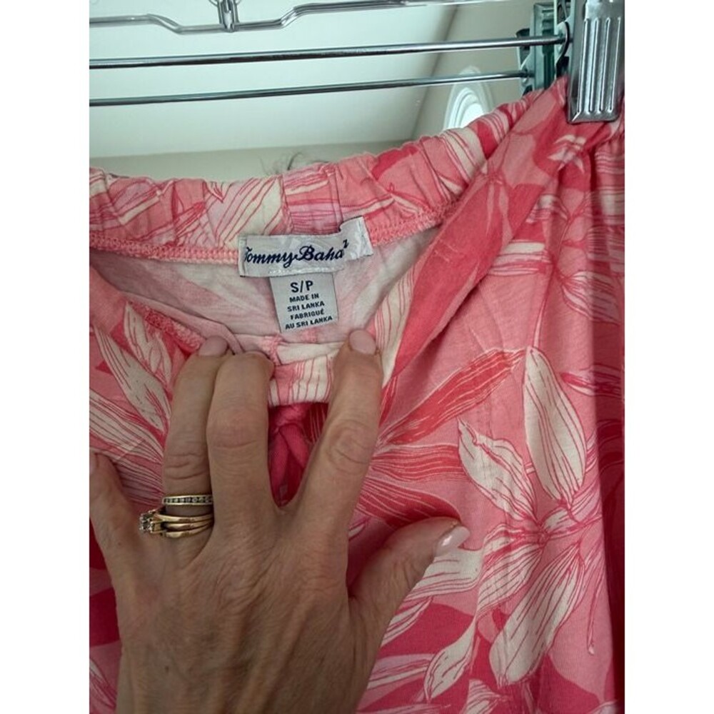 Tommy Bahama Pink Tropical Print Pajama Set Top & Wide Leg Lounge Pants Small - Picture 3 of 8